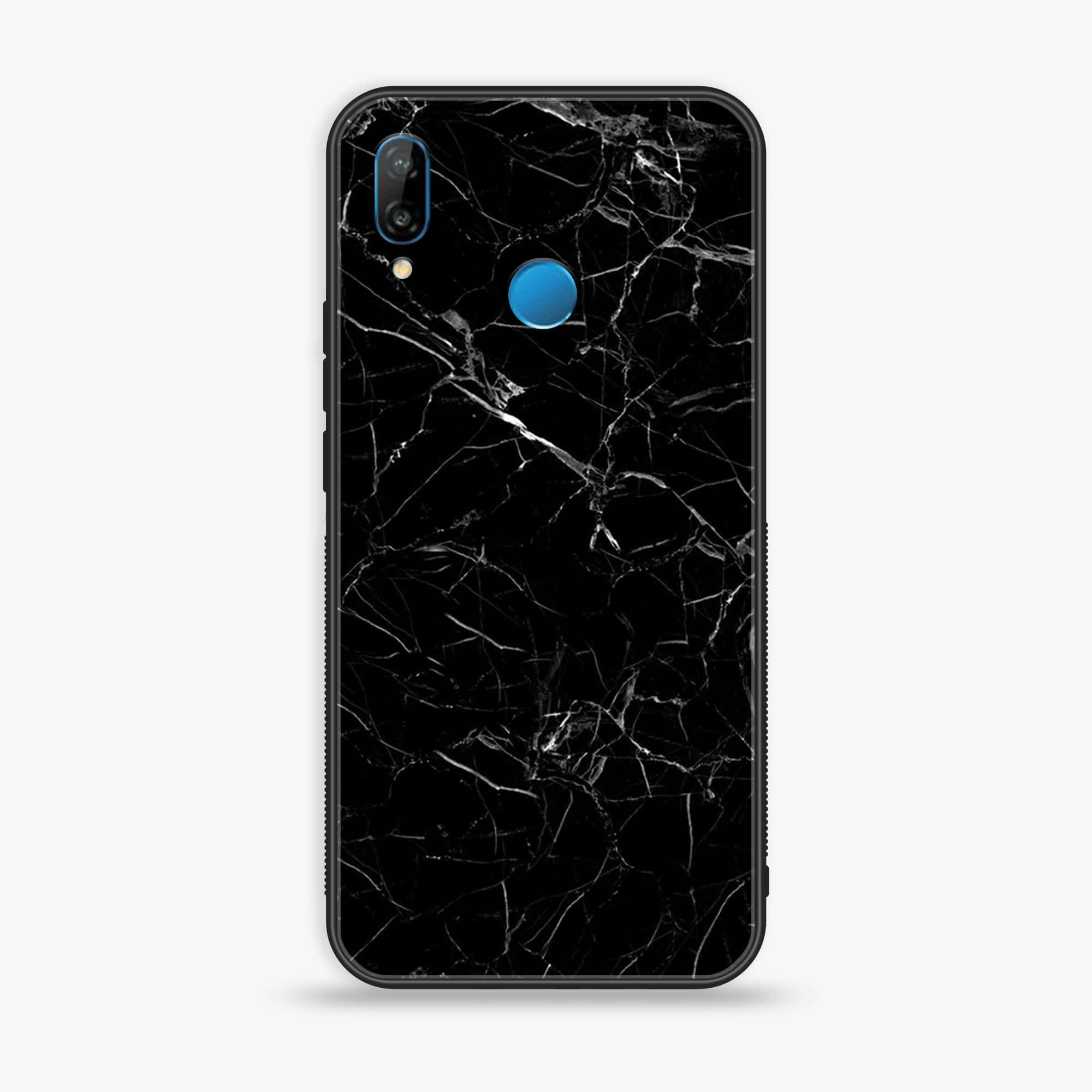 Huawei P20 lite - Black Marble Series - Premium Printed Glass soft Bumper shock Proof Case