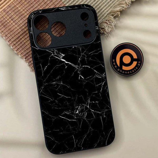 iPhone 17 Pro Max - Black Marble Series - Premium Metal Printed soft Bumper shock Proof Case