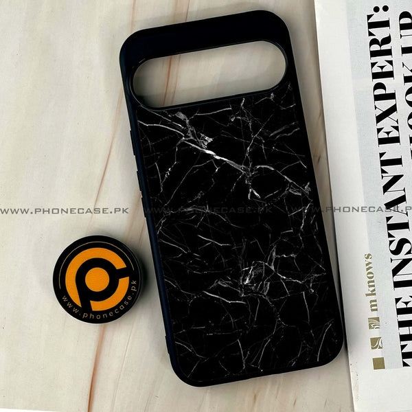Google Pixel 10 Pro XL - Black Marble Series - Premium Metal Printed soft Bumper Shock Proof Case