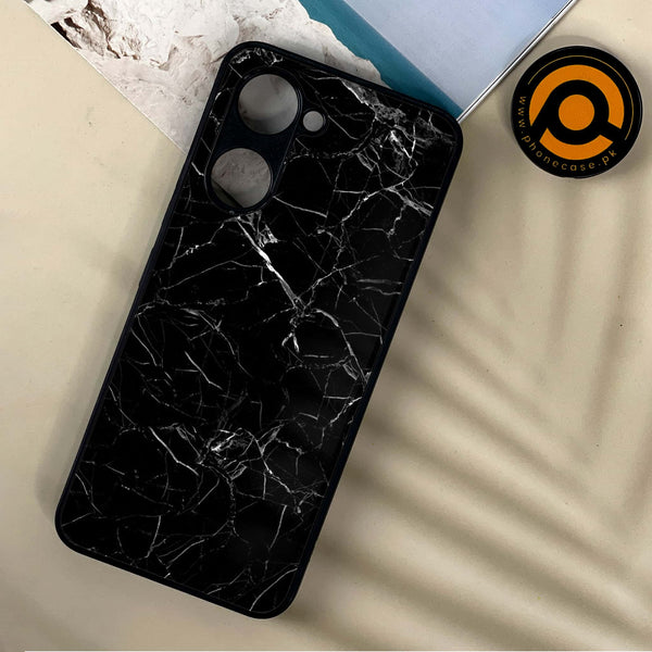 Vivo Y03 - Black Marble Design 1  - Premium Printed Metal soft Bumper shock Proof Case CS-37701