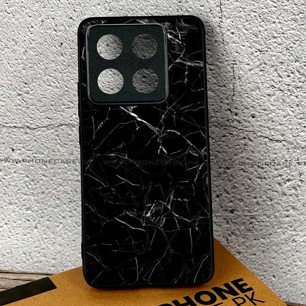 Xiaomi 14T Pro - Black Marble Series - Premium Printed Glass soft Bumper shock Proof Case