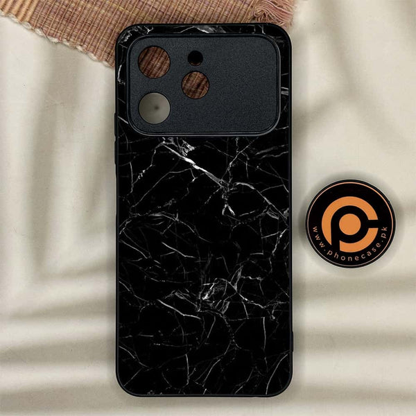 Tecno Spark 40 - Black Marble Series - Premium Metal Printed soft Bumper shock Proof Case
