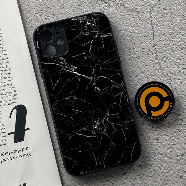 iPhone 11  Black Marble Series  Premium Printed Glass soft Bumper shock Proof Case