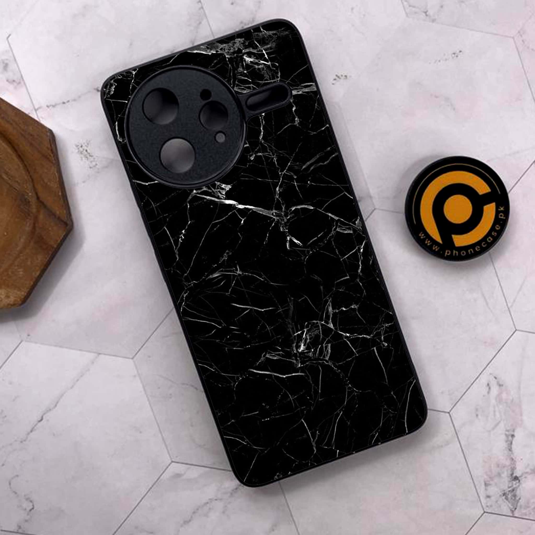 Xiaomi Poco F7 Ultra 5G - Black Marble Series - Premium Metal Printed soft Bumper shock Proof Case