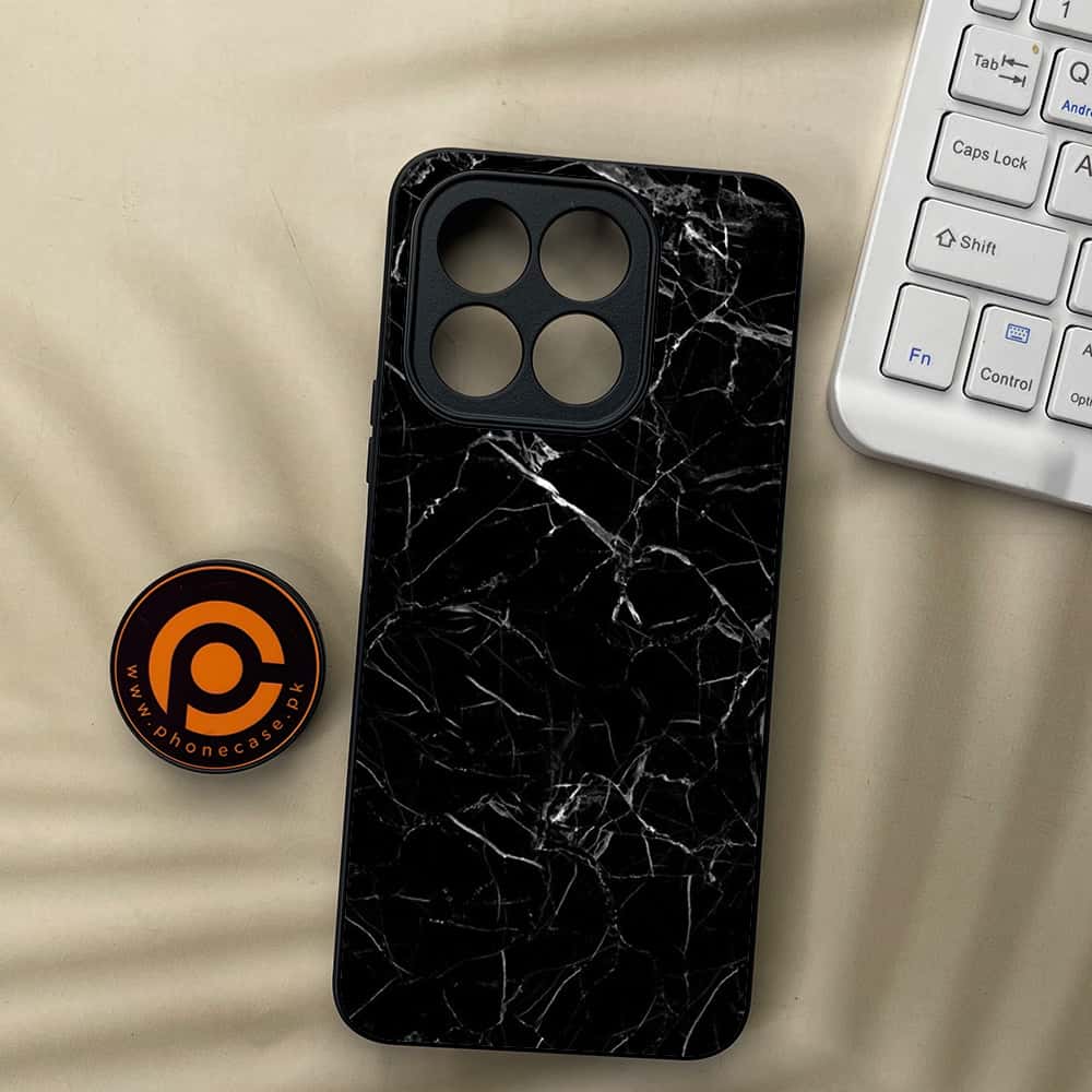 Honor X5b Plus - Black Marble Series - Premium Metal  Printed soft Bumper shock Proof Case