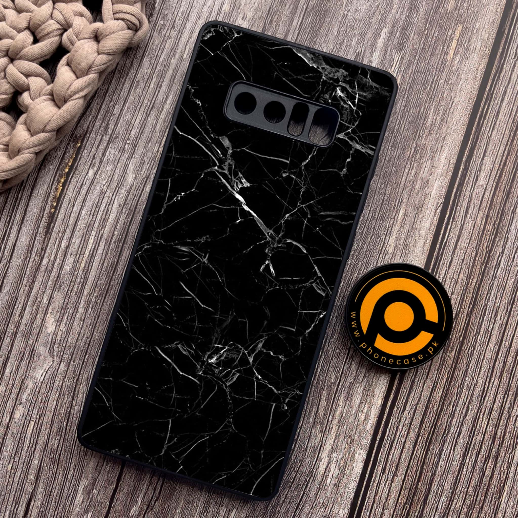 Samsung Galaxy Note 8 - Black Marble Series - Premium Metal Printed soft Bumper shock Proof Case