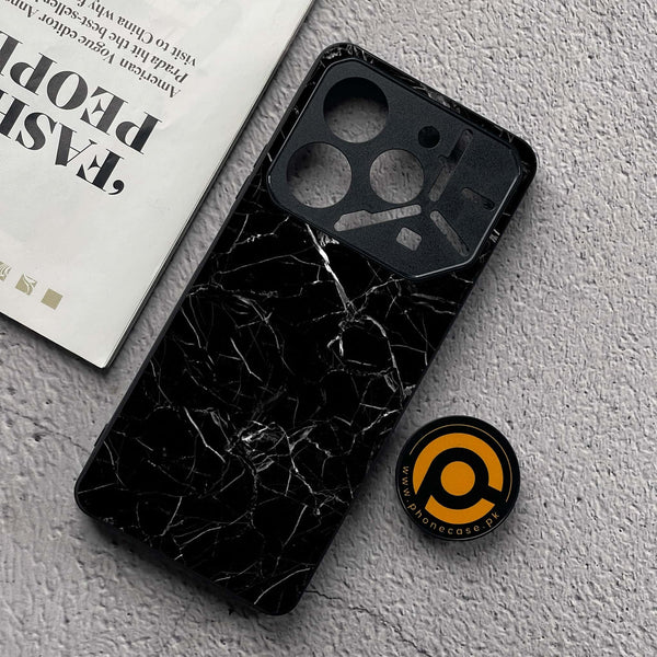 Tecno Pova 6 Neo - Black Marble Series - Premium Metal  Printed soft Bumper shock Proof Case