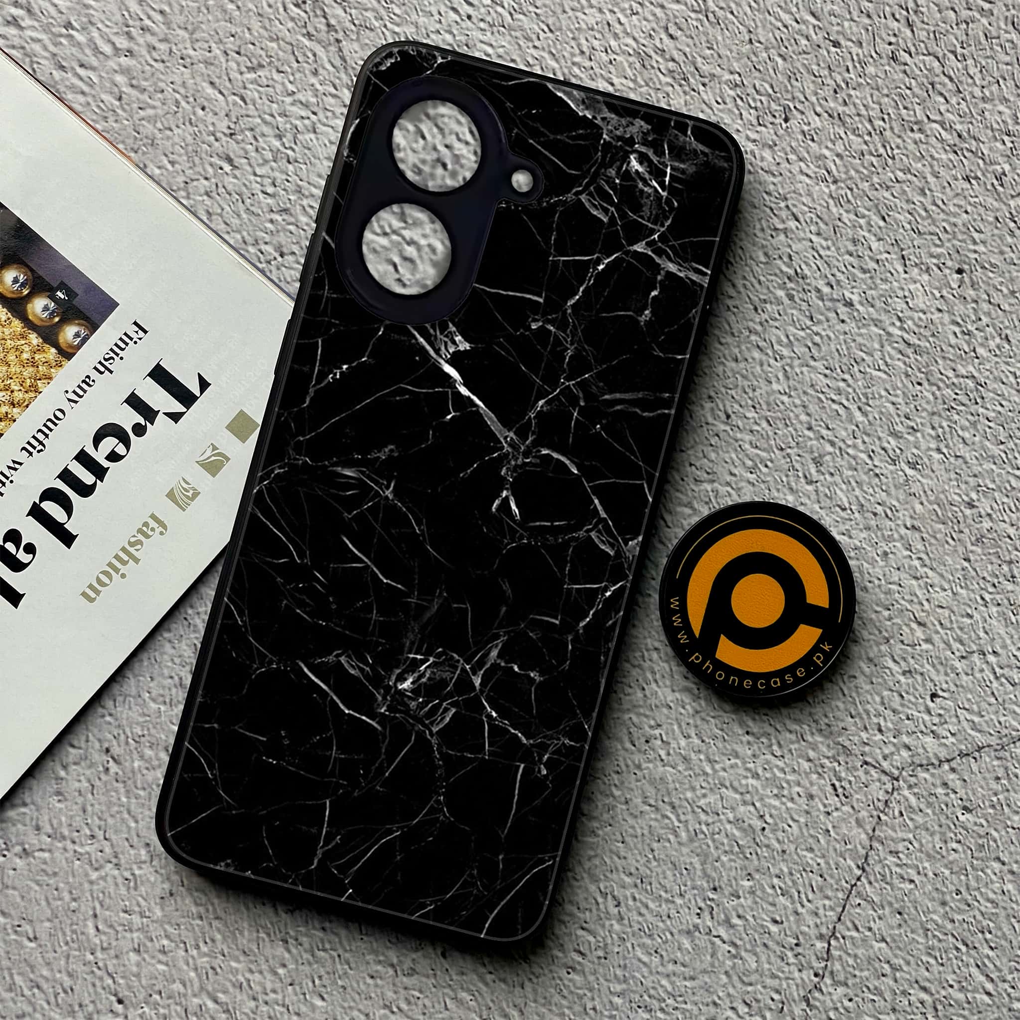 Xiaomi Redmi A5 - Black Marble Series - Premium Metal Printed soft Bumper shock Proof Case