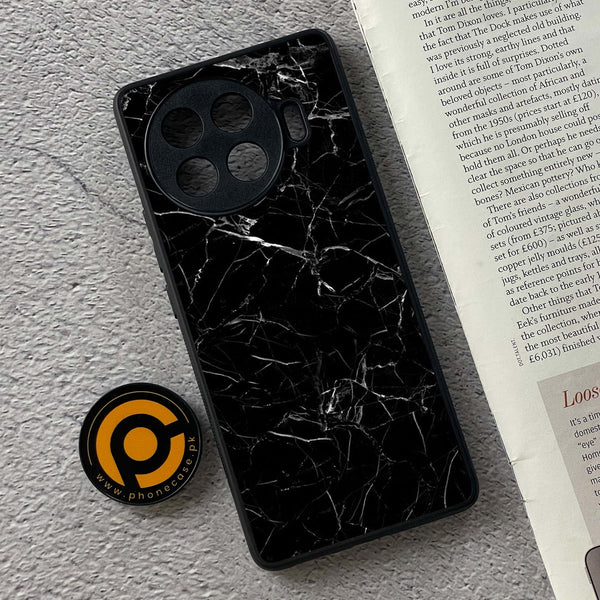 Tecno Spark 20 pro plus - Black Marble Series - Premium Printed Glass soft Bumper shock Proof Case