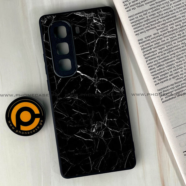 Infinix Hot 60  - Black Marble Series - Premium Metal Printed soft Bumper shock Proof Case