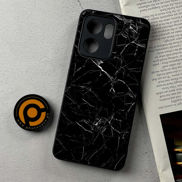 Oppo A5x - Black Marble Series - Premium Metal Printed Soft Bumper Shockproof Case