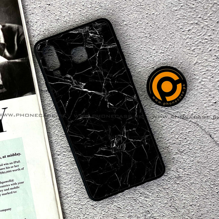 Samsung Galaxy A8 Star(A9 Star) - Black Marble Design 1  - Premium Metal  Printed soft Bumper shock Proof Case CS-27809