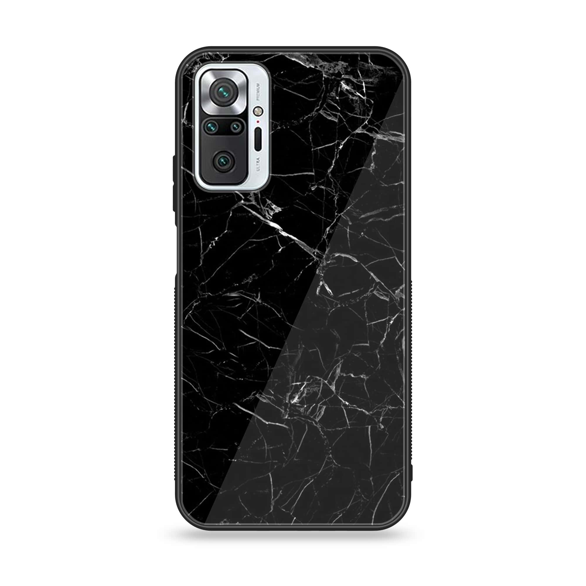 Xiaomi Redmi Note 10 Pro - Black Marble Series - Premium Printed Glass soft Bumper shock Proof Case