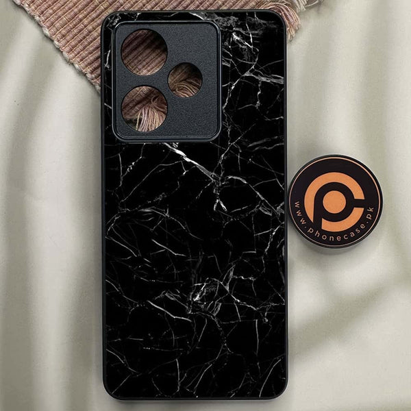 Realme GT 7T - Black Marble Series - Premium Metal Printed soft Bumper shock Proof Case