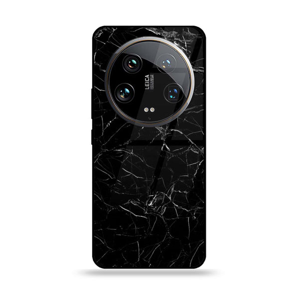 Xiaomi 14 Ultra - Black Marble Series - Premium Printed Glass soft Bumper shock Proof Case