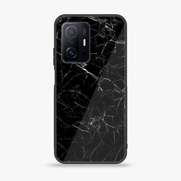 Xiaomi 11T/ 11T Pro - Black Marble Design 1  - Premium Printed Glass soft Bumper shock Proof Case CS-34370 CS-39425