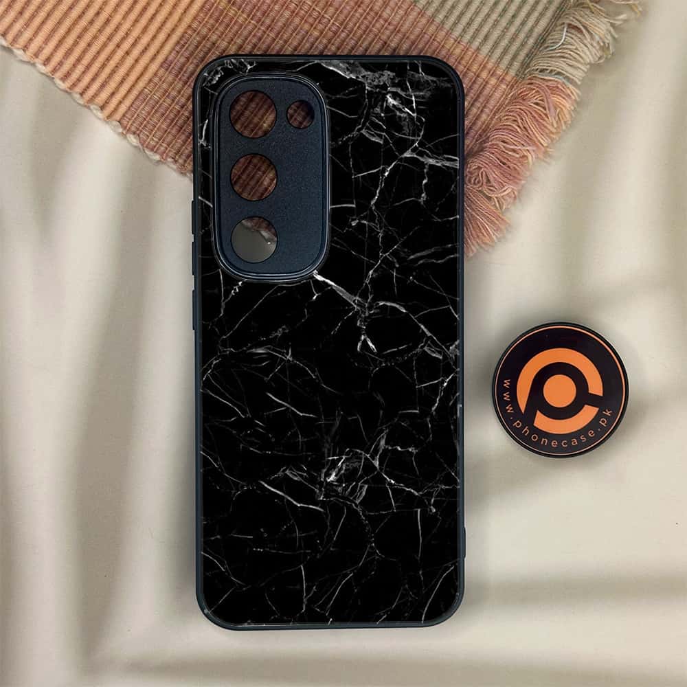 Tecno Spark 40 Pro Plus - Black Marble Series - Premium Metal Printed soft Bumper shock Proof Case
