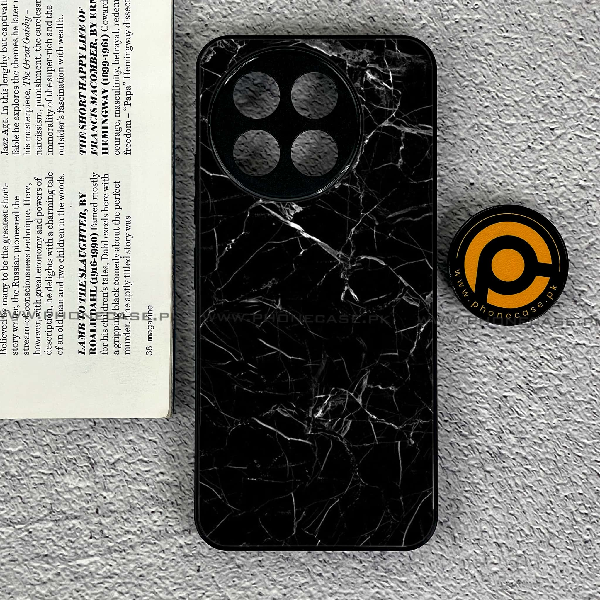 Tecno Spark 30 Pro - Black Marble Series - Premium Printed Glass soft Bumper shock Proof Case