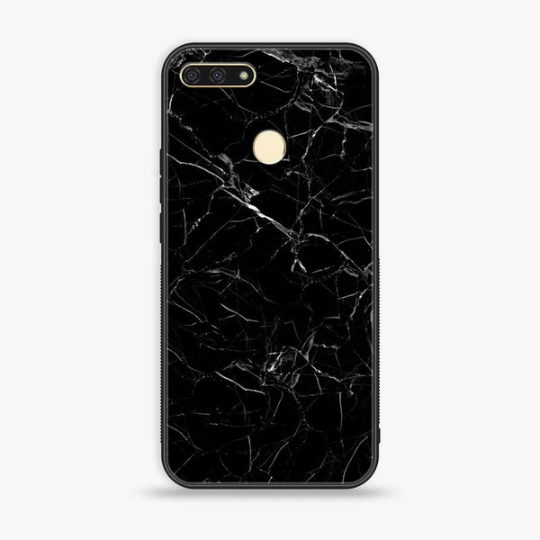 Honor 7A -  Black Marble  Series - Premium Printed Glass soft Bumper shock Proof Case