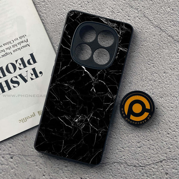 Redmi Note 14 Pro Plus 5G - Black Marble Series - Premium Printed Glass soft Bumper shock Proof Case