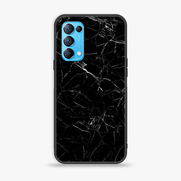 Oppo Reno 5 - Black Marble Design 1  - Premium Printed Glass soft Bumper shock Proof Case CS-13836