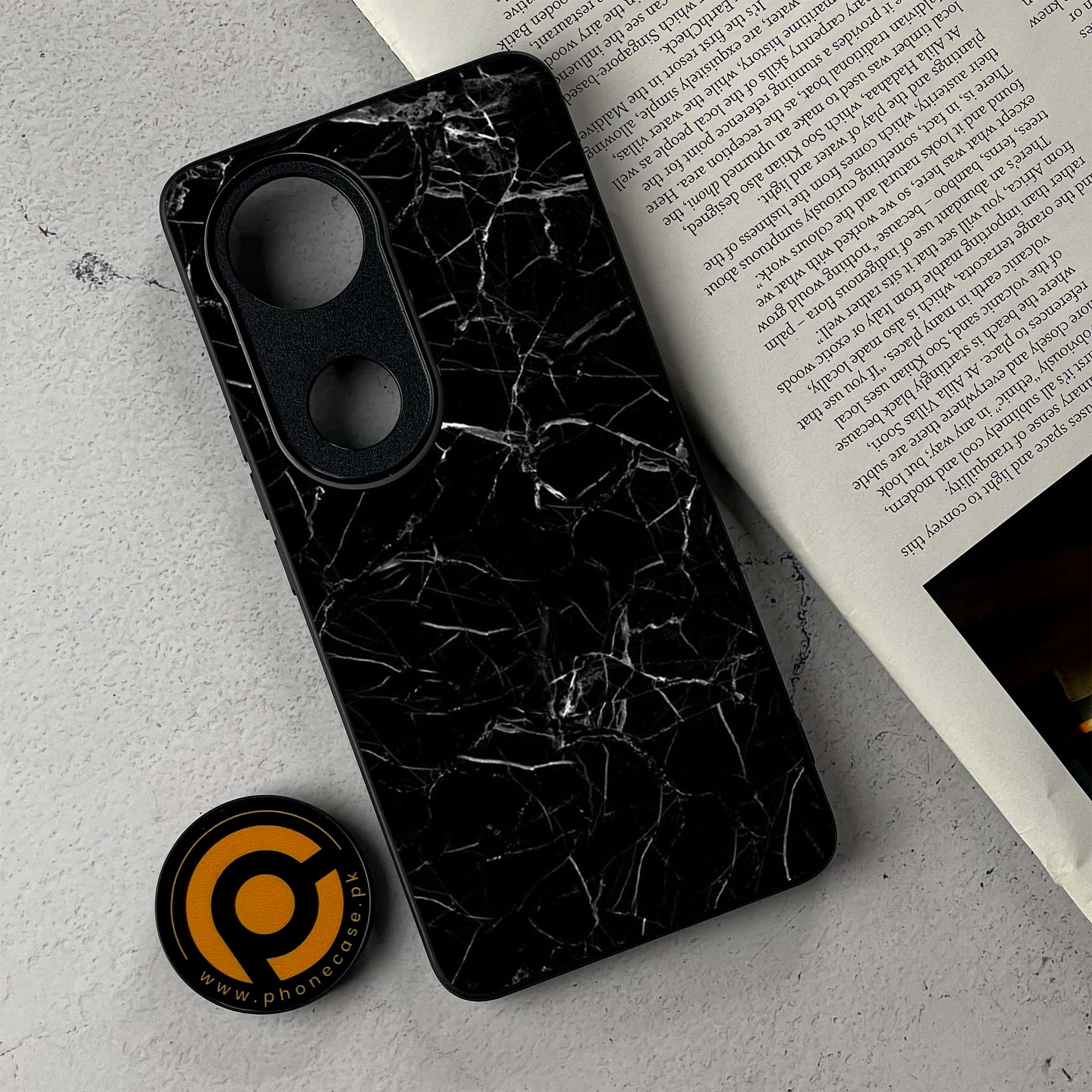 Vivo V50 - Black Marble Series - Premium Metal Printed Soft Bumper Shockproof Case