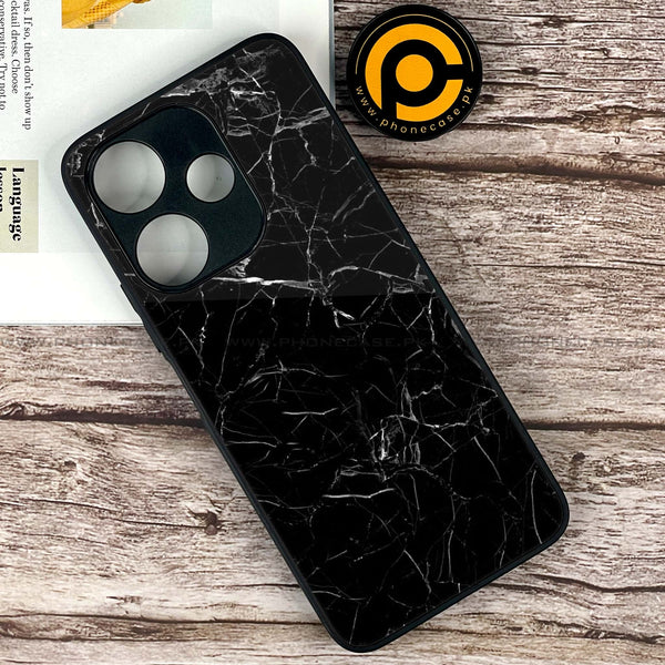 Xiaomi Redmi 13 - Black Marble Design 1- Premium Printed Glass soft Bumper shock Proof Case CS-51499