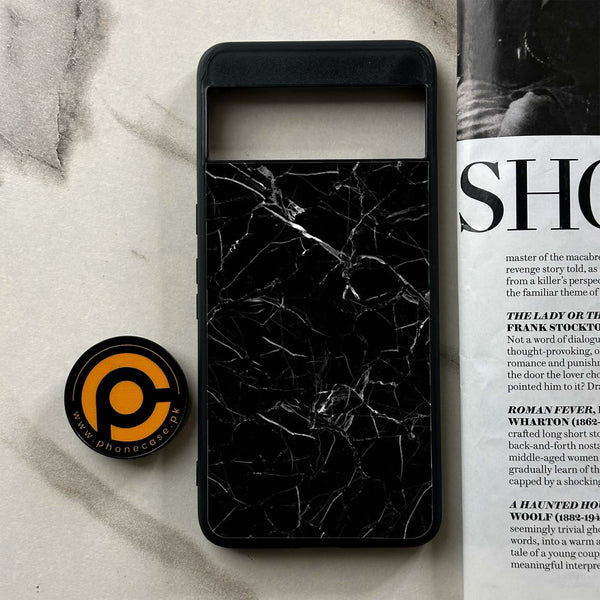 Google Pixel 8a - Black Marble Series - Premium Printed soft Bumper Shock Proof Case