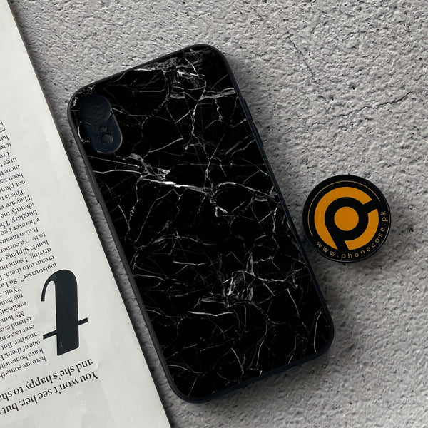 iPhone XR - Black Marble Series - Premium Metal Printed soft Bumper shock Proof Case