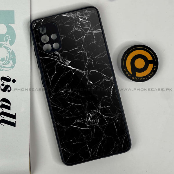 Samsung Galaxy A51 - Black Marble Design 1 - Premium Printed Glass soft Bumper shock Proof Case  CS-25077