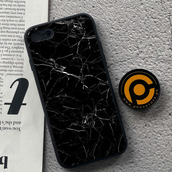 iPhone 7 / 8 - Black Marble Series - Premium Printed Glass soft Bumper shock Proof Case