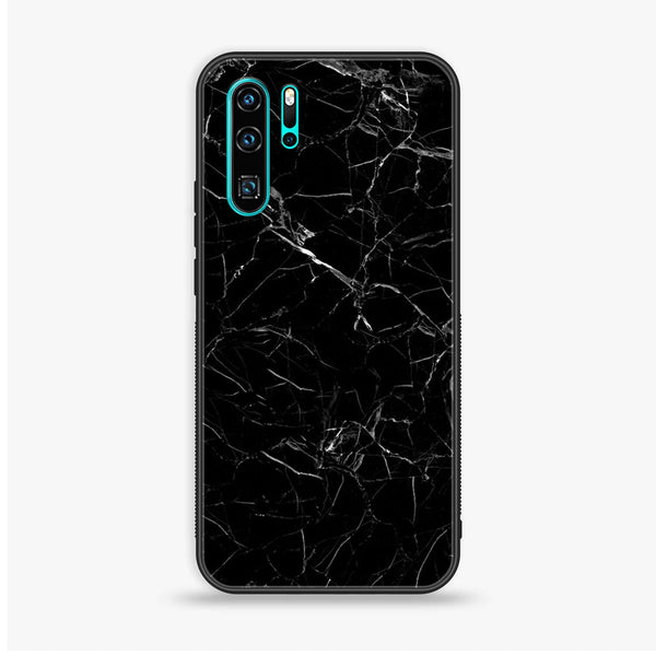 Huawei P30 Pro - Black Marble Design 1 - Premium Printed Glass soft Bumper shock Proof Case  CS-41502