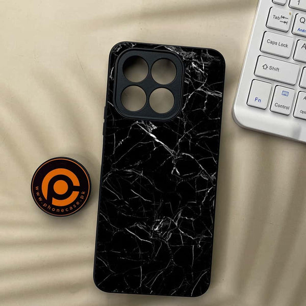 Honor X6c - Black Marble Design 1 - Premium Metal  Printed soft Bumper shock Proof Case CS-37658