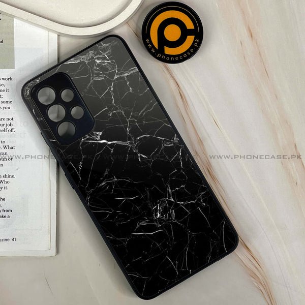 Galaxy A32 - Black Marble Series - Premium Printed Glass soft Bumper shock Proof Case