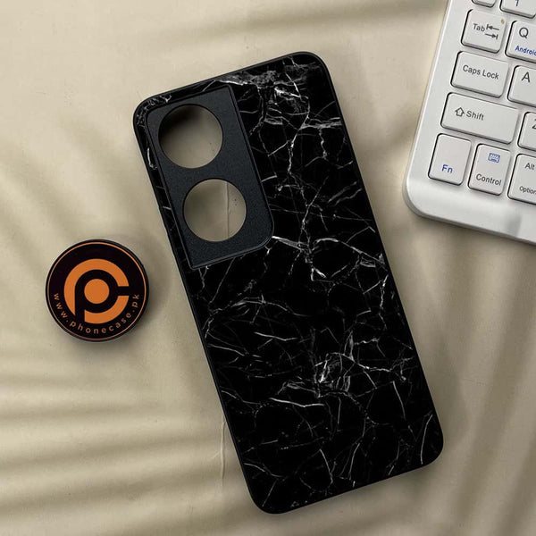 Honor X7b - Black Marble Series - Premium Metal  Printed soft Bumper shock Proof Case