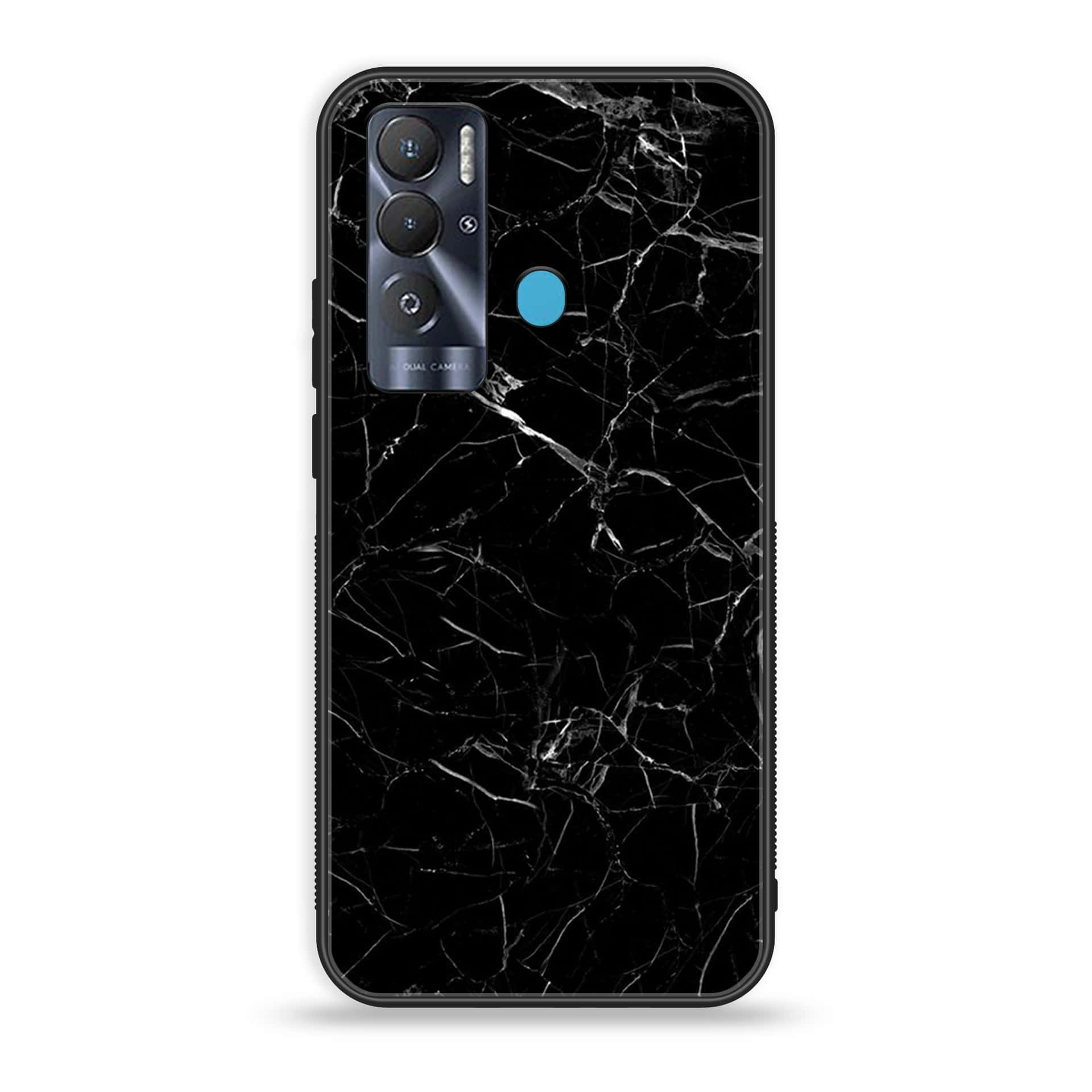 Tecno Pova Neo Black Marble Premium Printed Glass soft Bumper shock Proof Case