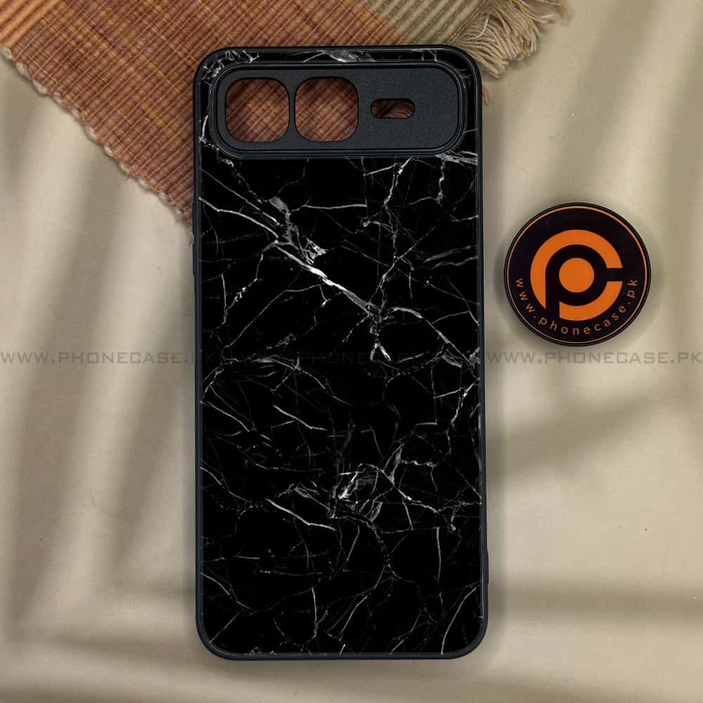 Infinix Smart 10 Plus - Black Marble Series - Premium Metal Printed soft Bumper shock Proof Case