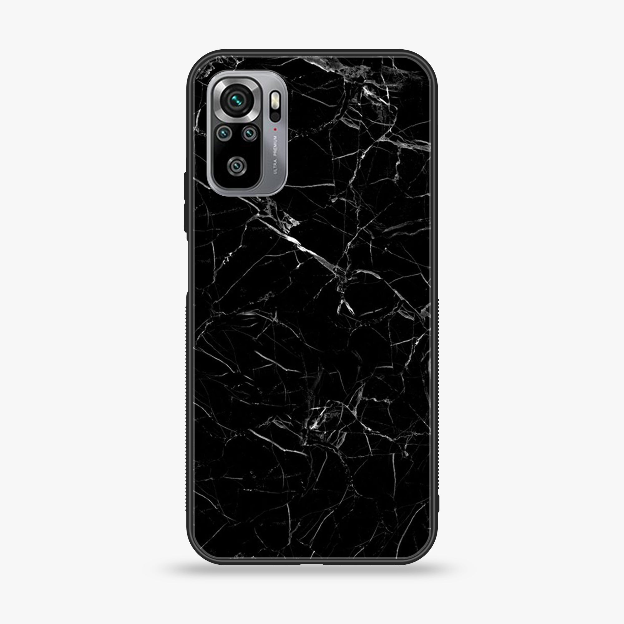 Xiaomi Redmi Note 10S - Black Marble Series - Premium Printed Glass soft Bumper shock Proof Case