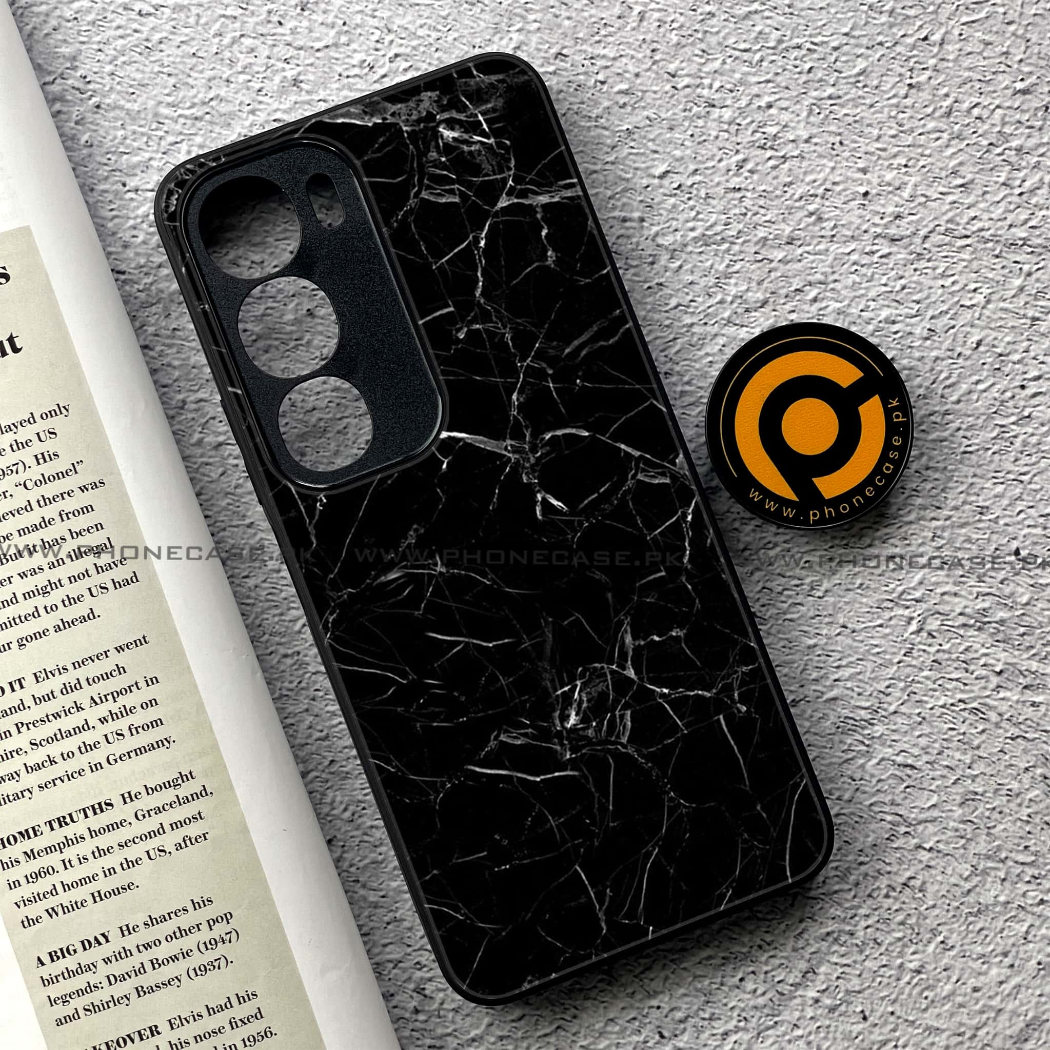 Vivo Y19s Pro - Black Marble Series - Premium Metal Printed soft Bumper shock Proof Case