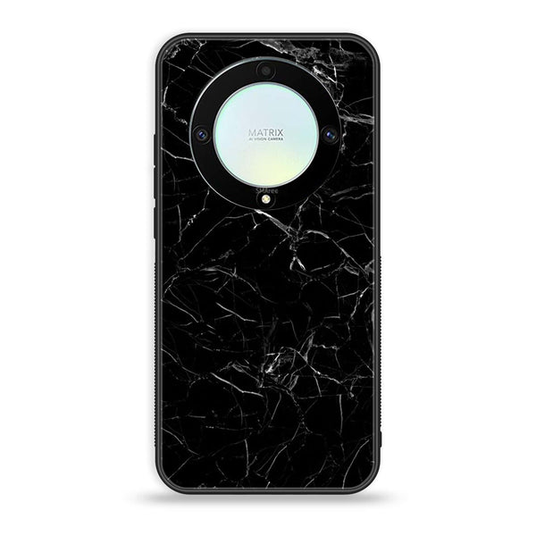 HONOR X9A - Black Marble Design 1 - Premium Printed Glass soft Bumper shock Proof Case CS-14664