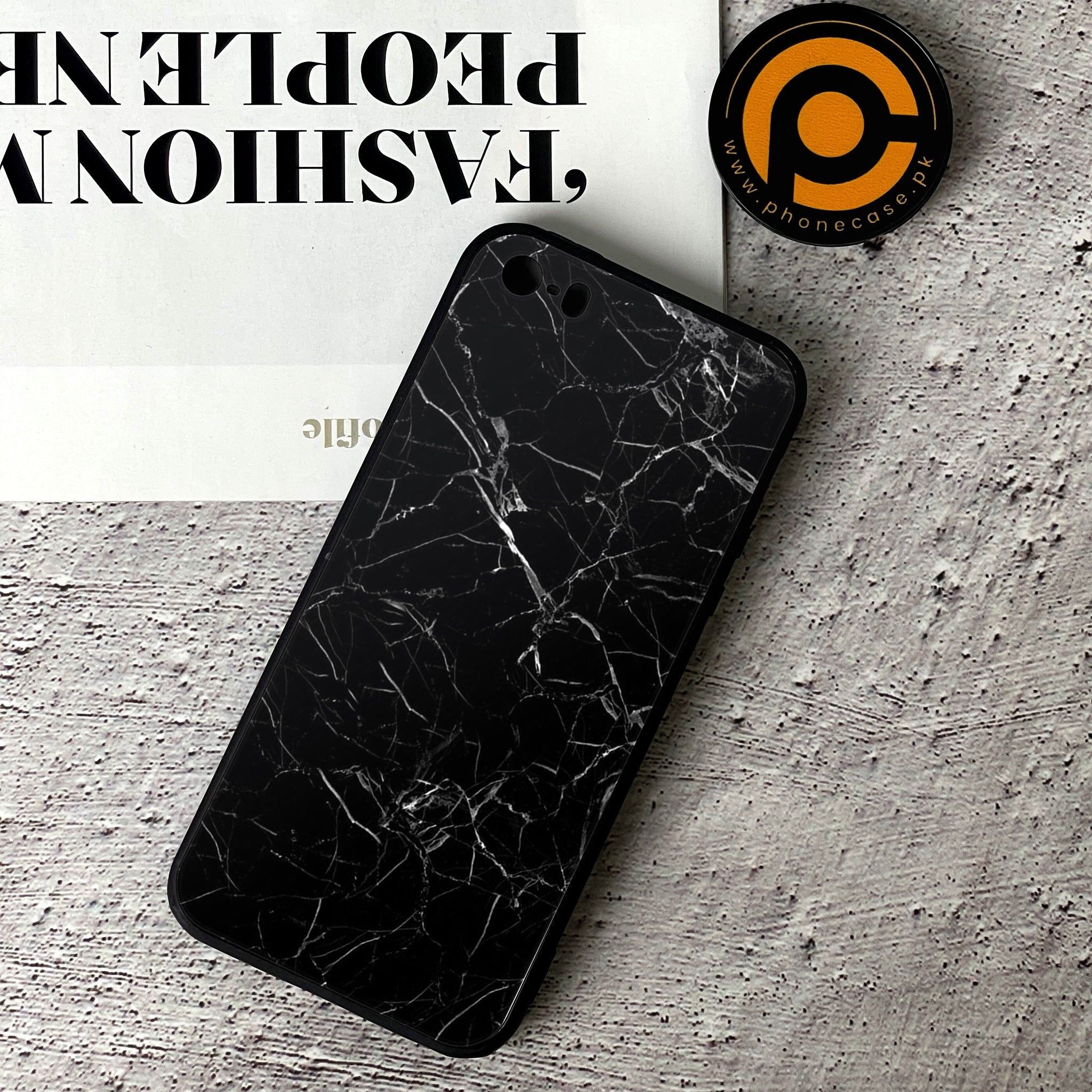 iPhone 5/5c/5s - Black Marble Series - Premium Printed Glass soft Bumper shock Proof Case