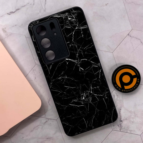 Realme C75x 4G - Black Marble Series - Premium Metal Printed soft Bumper shock Proof Case