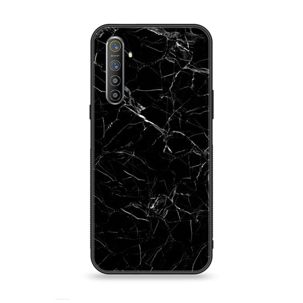 Realme XT - Black Marble Series - Premium Printed Glass soft Bumper shock Proof Case