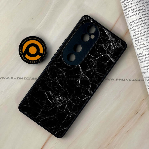 Vivo V40 - Black Marble Design 1 - Premium Printed Glass soft Bumper shock Proof Case CS-18793 CS-23216