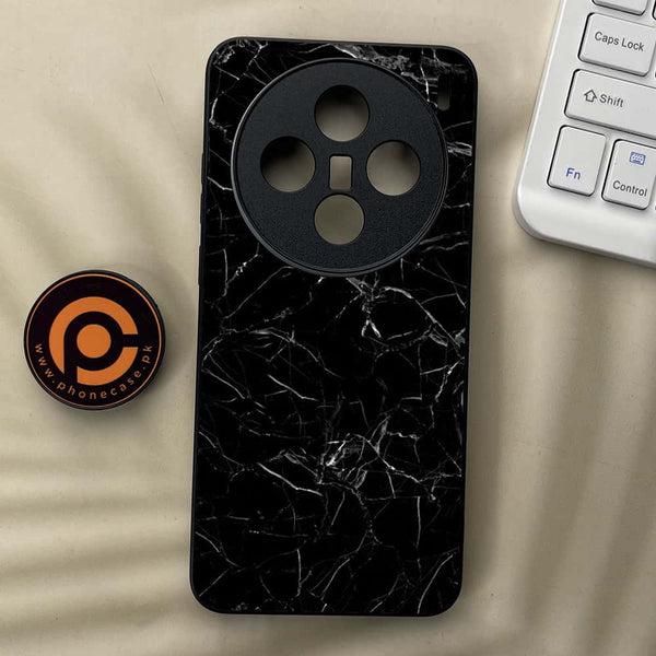 Vivo X200 - Black Marble Series - Premium Metal  Printed soft Bumper shock Proof Case