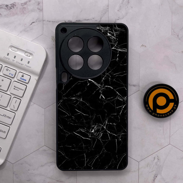 Tecno Camon 30 Premier - Black Marble Series - Premium Metal Printed soft Bumper shock Proof Case