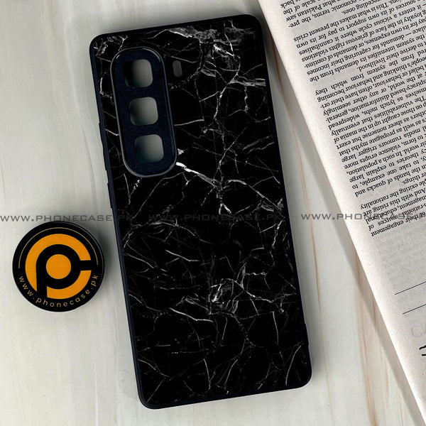 Infinix Hot 60i - Black Marble Series - Premium Metal Printed soft Bumper shock Proof Case