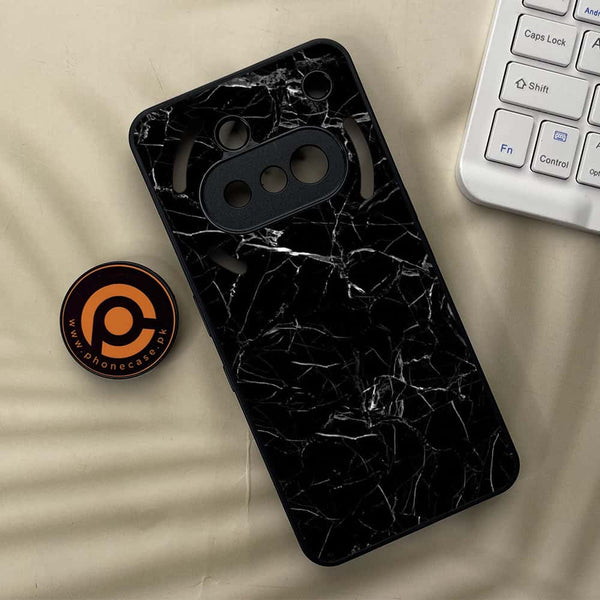 Nothing Phone 3a - Black Marble Series - Premium Metal  Printed soft Bumper shock Proof Case