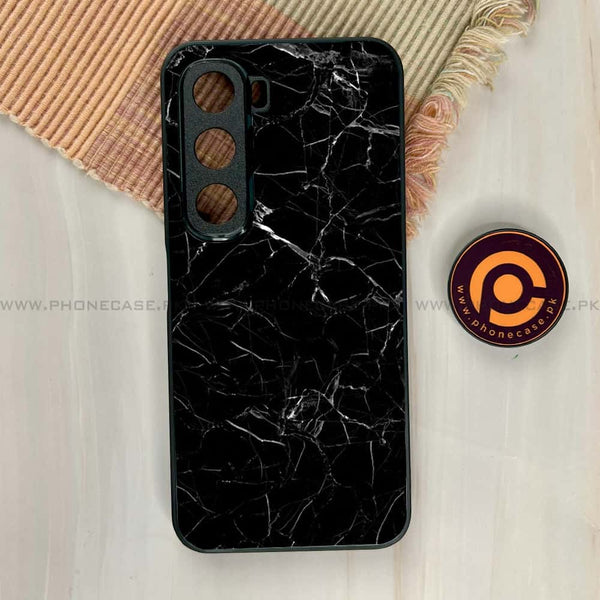 Infinix Hot 60i - Black Marble Series - Premium Metal Printed soft Bumper shock Proof Case