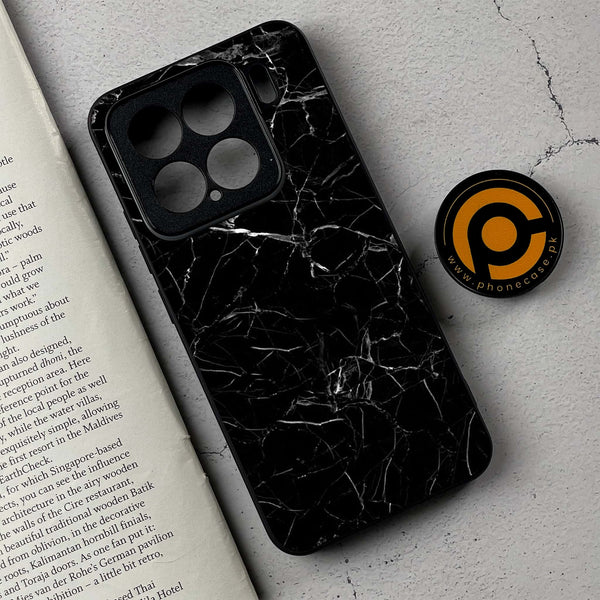 Xiaomi 15 - Black Marble Series  - Premium Metal Printed soft Bumper shock Proof Case